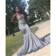 Stretch Satin V-Neck Evening Maxi Dress Sleeveless Mermaid Prom Party Gowns