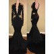 Chic Black prom dress Mermaid Long Sleeves Evening Dress