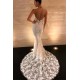 Chic Spaghetti Straps V-neck Lace Prom Dresses|Long Sleevesless Floor Length Evening Gown