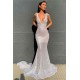 Deep V-neck Sparkling Sequins Beading Chic Evening Gowns Backless Mermaid Sleeveless Prom Dresses With Court Train
