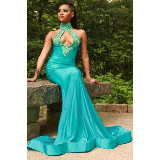 Halter Mermaid long Evening Dress party wear