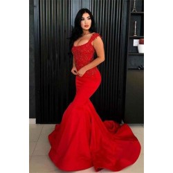 Chic Mermaid Straps Prom Party Gowns| New Arrival Long Lace Appliques Evening Gowns