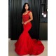Chic Mermaid Straps Prom Party Gowns| New Arrival Long Lace Appliques Evening Gowns