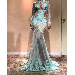 Gorgeous Long Sleeves Mermaid Evening Dress Lace Formal Dress