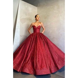 Charming Sweetheart Aline Prom Party GownsBurgundy Glitter Evening Gown