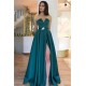 A-line Strapless Backless Floor Length Evening Dress Chic Side Slit Party Dresses