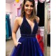 Elegant V-Neck Evening Dress Prom Party Gowns with Beadings