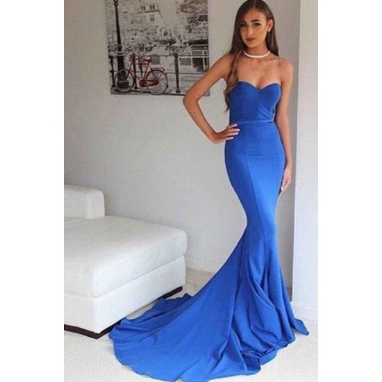 Mermaid Sleeveless Evening Gowns Sweetheart Court Train Formal Dress