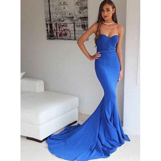 Mermaid Sleeveless Evening Gowns Sweetheart Court Train Formal Dress