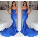 Mermaid Sleeveless Evening Gowns Sweetheart Court Train Formal Dress