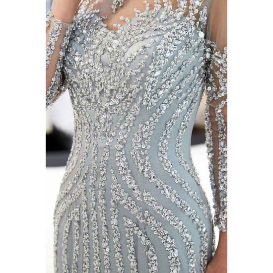 MARLENE Mermaid Sequined Pattern Long Sleevess Evening Dresses