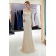 MARLENE Mermaid Sequined Pattern Long Sleevess Evening Dresses