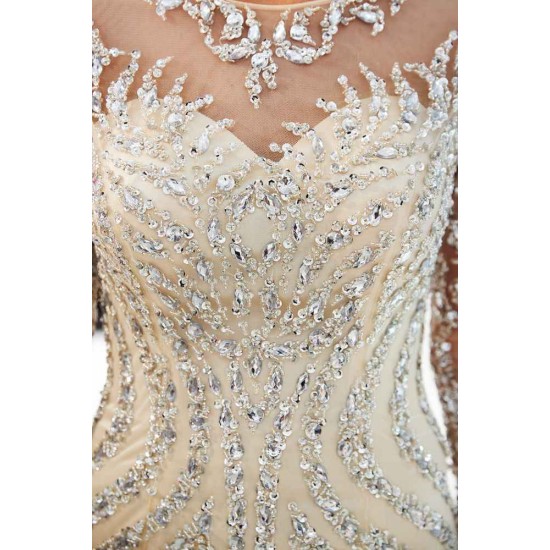 MARLENE Mermaid Sequined Pattern Long Sleevess Evening Dresses