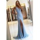 Gorgeous Spaghetti-Strap Sleeveless Mermaid Slit Long Evening Dress