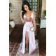 V-Neck Long Prom Party Gowns| Evening Party Gowns With Split