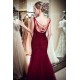 MELBA Mermaid Sleeveless Long Sequined Tulle Burgundy Evening Gowns