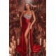 Chic Strapless Glitter Sequins Evening Gown with Side Slit