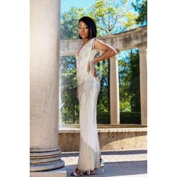 V-Neck Beading Slim Mermaid Prom Party GownsTassel Sleeveless Evening wear