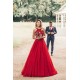 Red Halter Glitter A-lin Evening Gown Charming Sleeveless Floor Length Party Dress