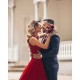 Red Halter Glitter A-lin Evening Gown Charming Sleeveless Floor Length Party Dress