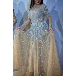 Sequins Charming Evening Maxi Dress Cocktail Party Dress Sequins Long Sleeve