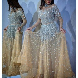 Sequins Charming Evening Maxi Dress Cocktail Party Dress Sequins Long Sleeve