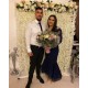 Navy Long Sleeve Mermaid Evening Dress Floor Length