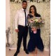 Navy Long Sleeve Mermaid Evening Dress Floor Length