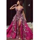 Luxurious Fuchsha Sparkle Sequin Off-the-shoulder Overskirt Evening Dress