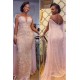Unique Illusion neck Sparkle Beaded Mermaid Plus size Evening Dress