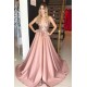 Sleeveless Dusty Rose A-line Sparkle Sequin Formal Evening Dress