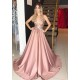 Sleeveless Dusty Rose A-line Sparkle Sequin Formal Evening Dress