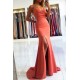 Trendy Coral Criss-cross Back Mermaid Split Evening Dress