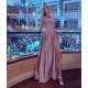 Simple Halter Backless Dusty Pink High split Long evening Dresses