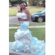Chic Strapless Appliques Ruffles Prom Dresses Elegant Fit and Flare Evening Gowns