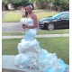 Chic Strapless Appliques Ruffles Prom Dresses Elegant Fit and Flare Evening Gowns