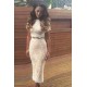 White Lace Two Piece Dress for Formal Occasion Hottest Evening Party Dress