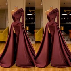 Chic Long Sleeve One Sleeve Evening Dress With Split On Sale