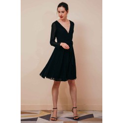 Deep V-neck Long sleeves Bowtie Little Black Dress