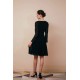 Deep V-neck Long sleeves Bowtie Little Black Dress