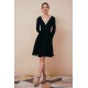 Deep V-neck Long sleeves Bowtie Little Black Dress