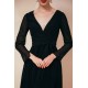 Deep V-neck Long sleeves Bowtie Little Black Dress