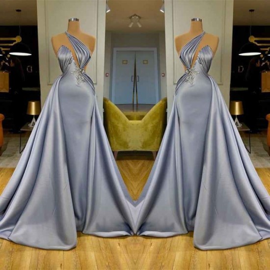 Chic Halter Beadings Long Evening Dress With Detachable Skirt