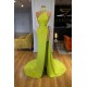 Unique Ginger yellow Triangle Neck Sexy high side-cut Long Evening Dress