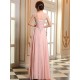 Eleagnt Evening Dresses Soft Pink Lace Applique Evening Dresses Chiffon Sleeveless Sash Floor Length Formal Gowns