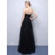 Charming Black Evening Dresses Strapless Long Party Dress Lace Applique Sweetheart Illusion Formal Evening Dress