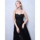 Charming Black Evening Dresses Strapless Long Party Dress Lace Applique Sweetheart Illusion Formal Evening Dress