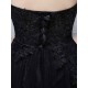 Charming Black Evening Dresses Strapless Long Party Dress Lace Applique Sweetheart Illusion Formal Evening Dress