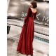 Charming Evening Dresses Long Sleeve V Neck Satin Velvet Floor Length Maxi Dresses