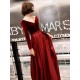 Charming Evening Dresses Long Sleeve V Neck Satin Velvet Floor Length Maxi Dresses